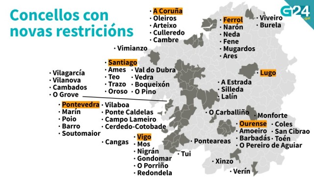 Feijóo se decanta por cierres perimetrales en 60 concellos penalizando a la hostelería